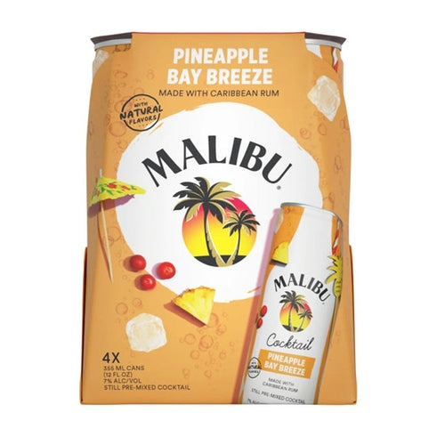 MALIBU PINEAPPLE BAY BREEZE 4 PACK - PEECEE Liquor