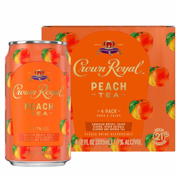 CROWN ROYAL PEACH TEA CANS 355ML 4 PACK - PEECEE Liquor