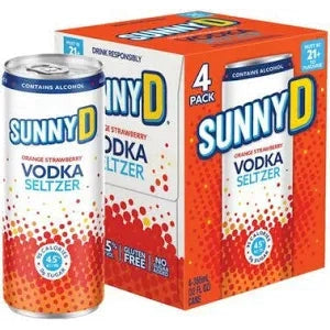 SUNNYD ORANGE STRAWBERRY VODKA SELTZER 4 PACK - PEECEE Liquor